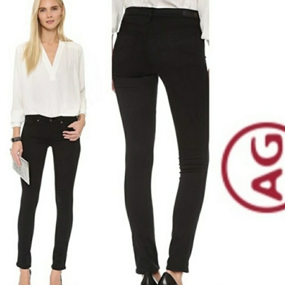 AG Adriano Goldschmied The Stilt Cigarette Jeans black.   SOFT Size 24R